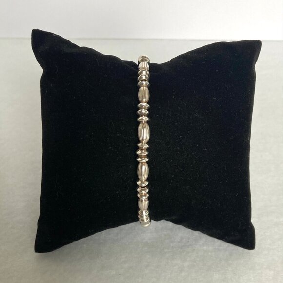 Sterling Silver 925 Italy Ball Beaded Flexible Cuff Bracelet Sz 6.75" - Picture 3 of 16